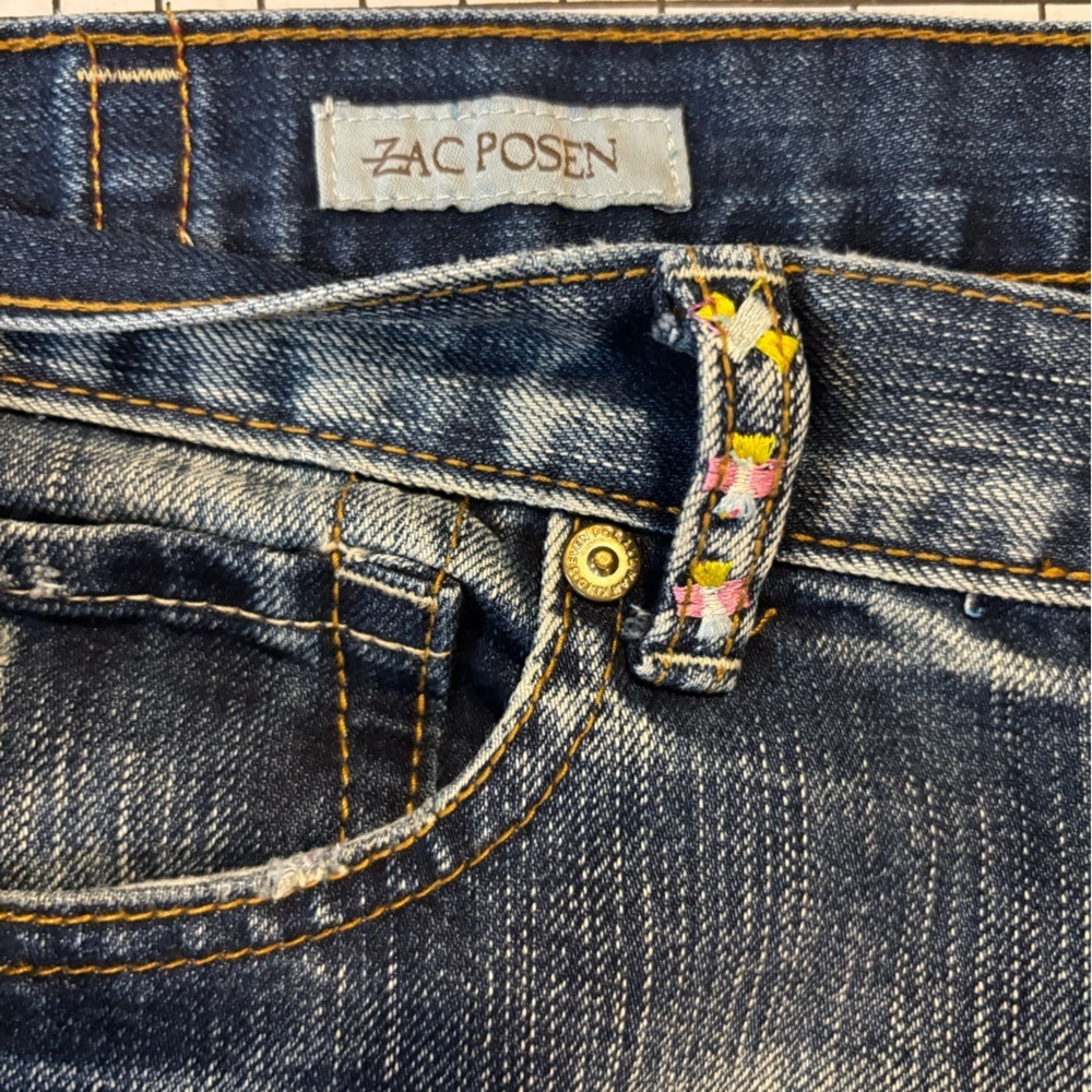 RARE 7 For All Mankind + Zac Posen Blue Flare Jeans with Botanical Embroidery - Picture 7 of 15